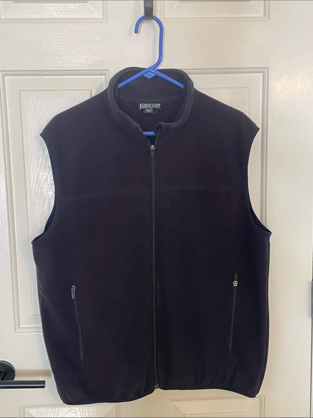 Lands’ End Men’s Fleece Vest Full Zip Pockets 42-44 Medium Regular